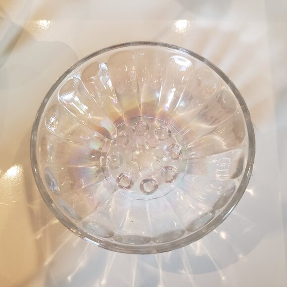 Vintage Iridescent Bubble-Foot Glass Bowls Set of 5 (4.25”) Clear Rainbow Finish - Picture 9 of 16